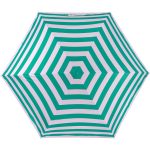 Striped green and white super light umbrella for outdoor use.
