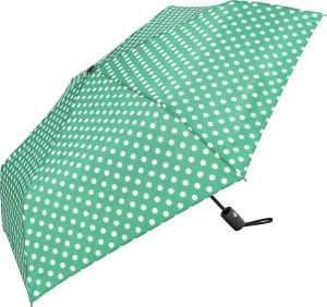 Green and White Polka Dot Auto Open and Close Umbrella (32102)