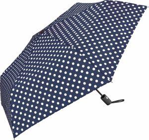 Navy and White Polka Dot Auto Open and Close Umbrella (32102)