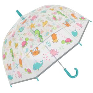 Childrens Sealife Print Clear Dome Umbrella (18062)