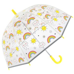 Childrens Rainbow Print Clear Dome Umbrella (18061)