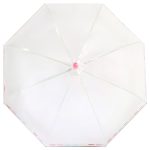 Clear dome umbrella with pink heart print for children.