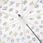 Children's floral print clear dome umbrella with colourful flowers.