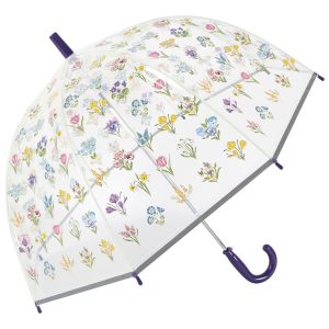 Childrens Floral Print Clear Dome Umbrella (18056)