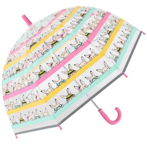 Childrens Rabbit Print Clear Dome Umbrella (18055)
