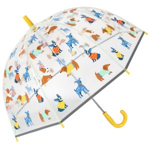 Childrens Dog Print Clear Dome Umbrella (18054)