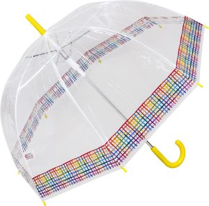 Multi Colour Check Border Dome Umbrella (18053)