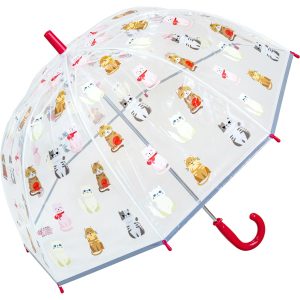 Childrens Cat Print Clear Dome Umbrella (18049)