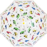 Colourful children's umbrella with digger and dump truck pattern for kids.