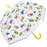Childrens digger and dump truck themed umbrella for kids.