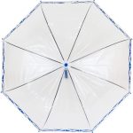 White dome umbrella with blue accents, perfect for outdoor protection.