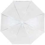 Transparent umbrella for rain protection, compact and lightweight design.