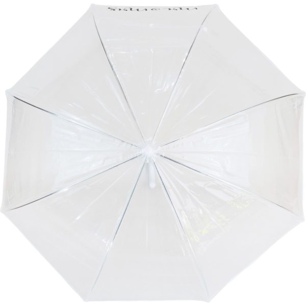 Transparent umbrella for rain protection, compact and lightweight design.