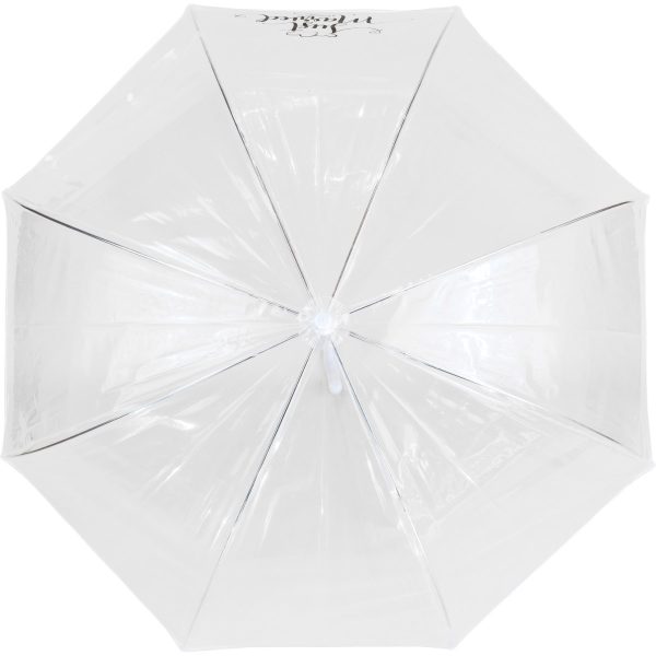 Clear dome umbrella for weddings and outdoor events in the UK.