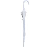 Clear dome umbrella with white handle for wedding events.
