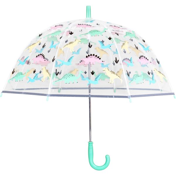Kids umbrella with colourful dinosaur pattern for children.
